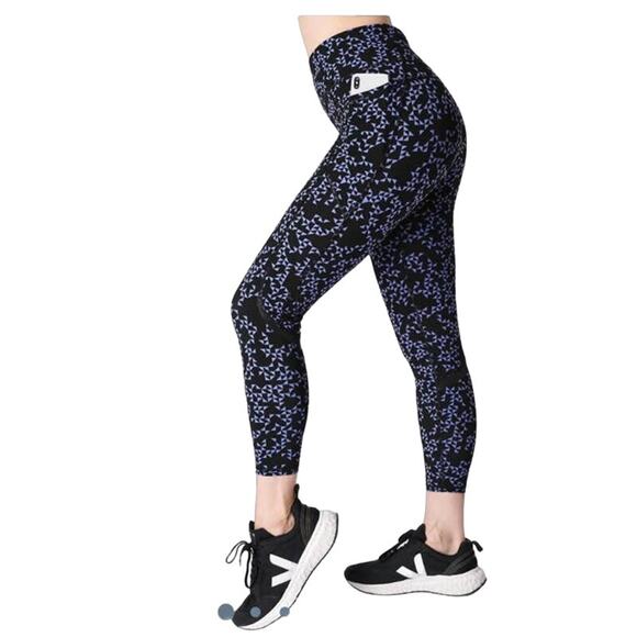 Sweaty Betty pants Zero Gravity 7/8 running leggings blue triangle Small S - Picture 1 of 5